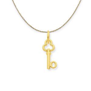 14k Yellow Gold Hannah Mini Initial O Shamrock Key Necklace - 18 Inch